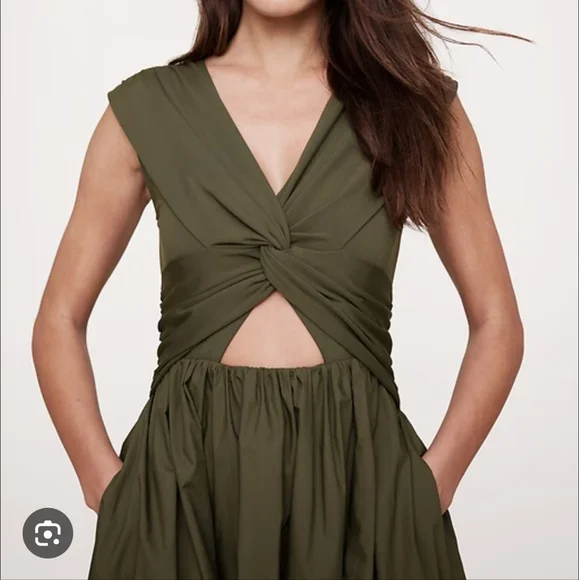 NWOT Banana Republic Cream Cut-Out Midi Dress Size S White - Picture 7 of 8